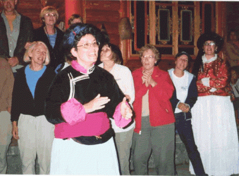 Liz Downing sings in a Mosuo village Photo: Mary Ann Hansen